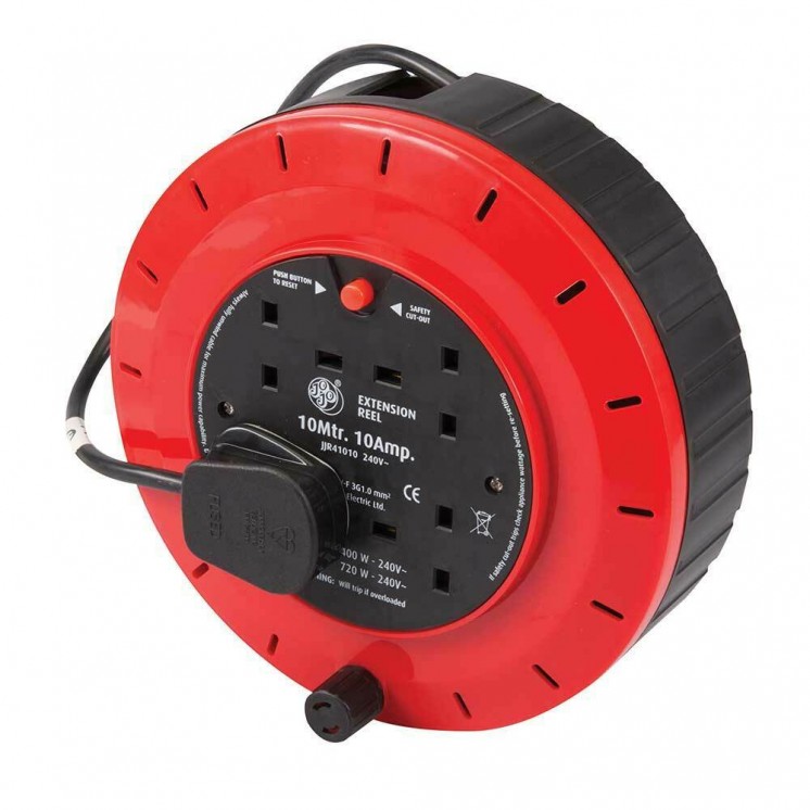 JOJO 10M Extension Cable Reel 4-Socket 240v 10a