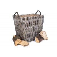 Willow Large Rectangular Log Basket Grey