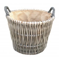 Willow Round Grey Log Basket 420 x 380mm
